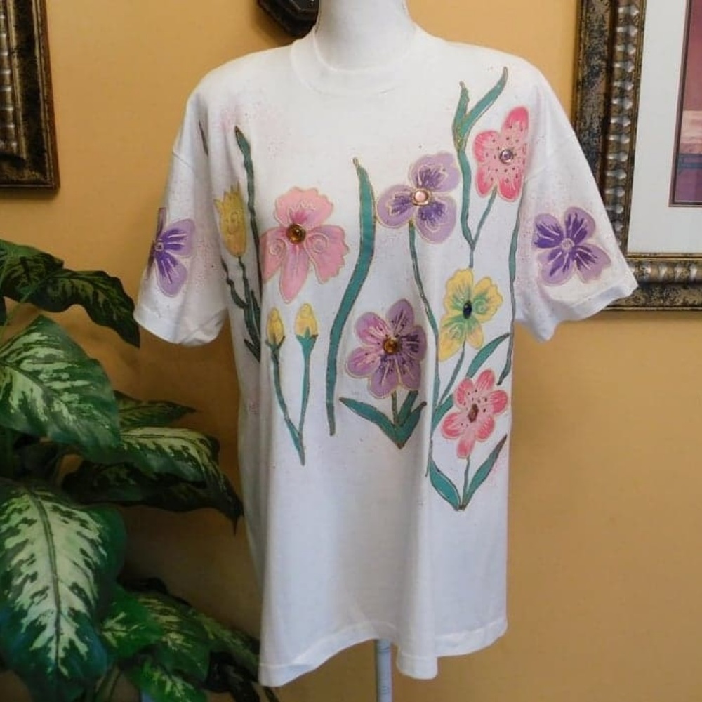 Wetpaint Hand Painted Flower Shirt